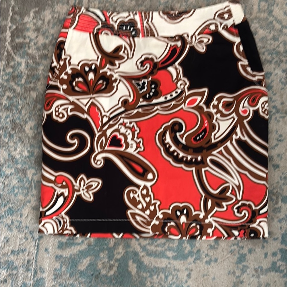Floral Patterned Skirt - Red and Brown